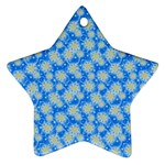 Hydrangea Blue Glitter Round Star Ornament (Two Sides) Front