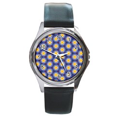 Graphic Pattern Seamless Round Metal Watch