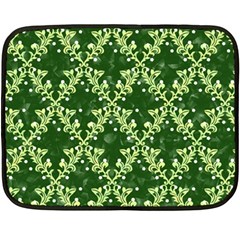 White Flowers Green Damask Double Sided Fleece Blanket (mini) 