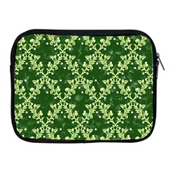 White Flowers Green Damask Apple Ipad 2/3/4 Zipper Cases by Pakrebo