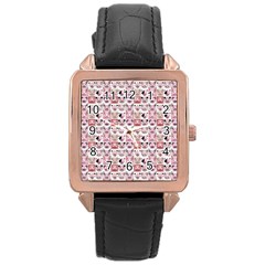 Graphic Seamless Pattern Pig Rose Gold Leather Watch  by Pakrebo