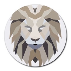 Polygonal Low Poly Lion Feline Round Mousepads