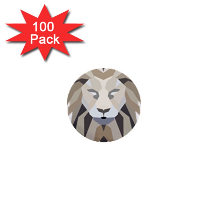 Polygonal Low Poly Lion Feline 1  Mini Buttons (100 pack) 