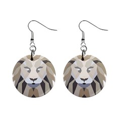 Polygonal Low Poly Lion Feline Mini Button Earrings