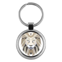 Polygonal Low Poly Lion Feline Key Chains (Round) 