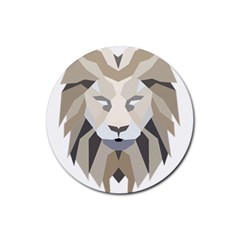 Polygonal Low Poly Lion Feline Rubber Coaster (Round) 