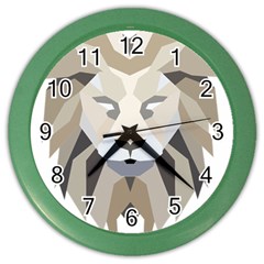 Polygonal Low Poly Lion Feline Color Wall Clock