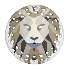 Polygonal Low Poly Lion Feline Ornament (Round Filigree)