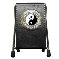 Yin Yang Eastern Asian Philosophy Pen Holder Desk Clock by Pakrebo