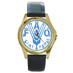 Logo Of Food And Agriculture Organization Round Gold Metal Watch by abbeyz71