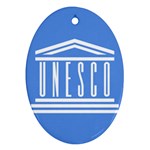 Flag of UNESCO Oval Ornament (Two Sides) Back