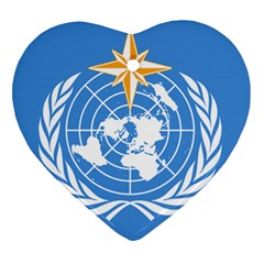 Flag Of World Meteorological Organization Heart Ornament (two Sides) by abbeyz71