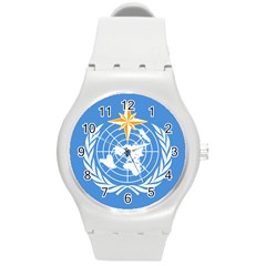 Flag Of World Meteorological Organization Round Plastic Sport Watch (m) by abbeyz71