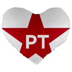 Logo Of Brazil Workers Party Large 19  Premium Heart Shape Cushions by abbeyz71