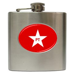 Flag Of Brazil Workers Party Hip Flask (6 Oz) by abbeyz71