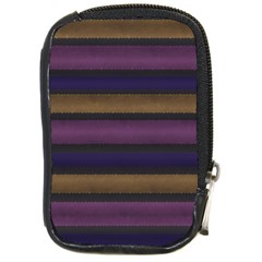 Stripes Pink Yellow Purple Grey Compact Camera Leather Case