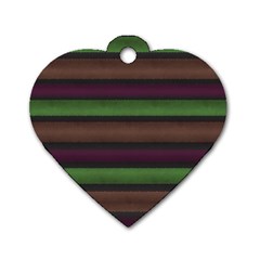 Stripes Green Brown Pink Grey Dog Tag Heart (two Sides) by BrightVibesDesign