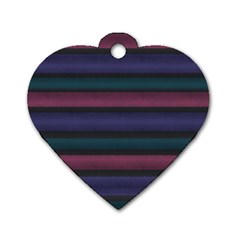 Stripes Pink Purple Teal Grey Dog Tag Heart (one Side) by BrightVibesDesign