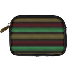 Stripes Green Red Yellow Grey Digital Camera Leather Case by BrightVibesDesign