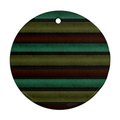 Stripes Green Yellow Brown Grey Ornament (round) by BrightVibesDesign