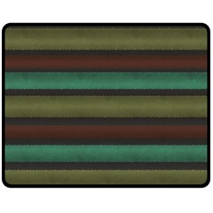 Stripes Green Yellow Brown Grey Fleece Blanket (medium)  by BrightVibesDesign