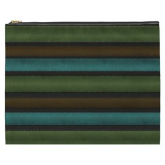 Stripes Teal Yellow Brown Grey Cosmetic Bag (xxxl) by BrightVibesDesign