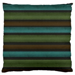 Stripes Teal Yellow Brown Grey Standard Flano Cushion Case (one Side) by BrightVibesDesign