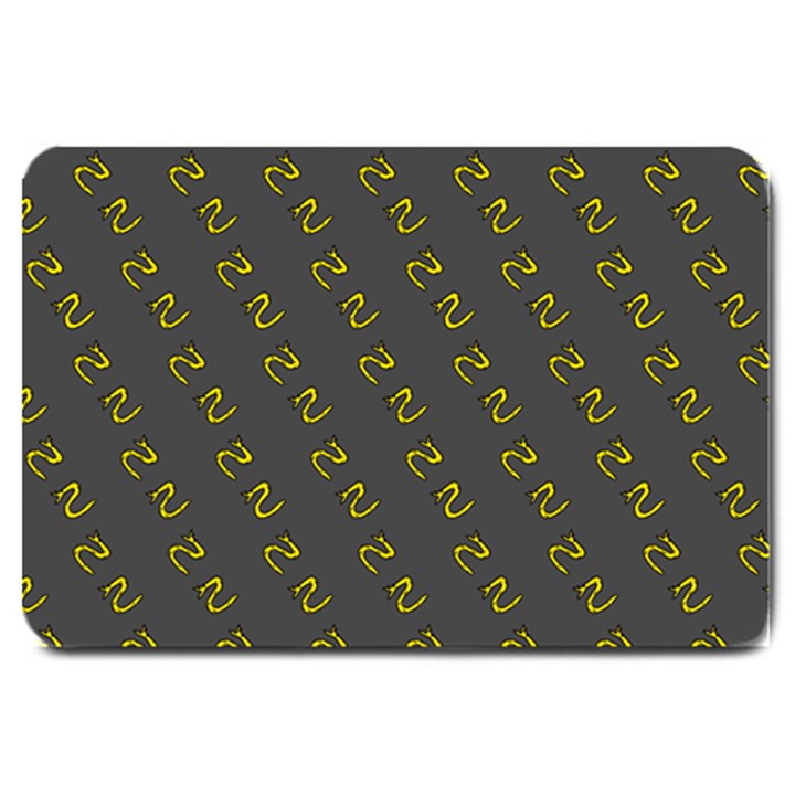 No Step On Snek Pattern Charcoal Dark Gray background Meme Large Doormat