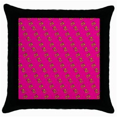 No Step On Snek Pattern Pink Background Meme Throw Pillow Case (black) by snek