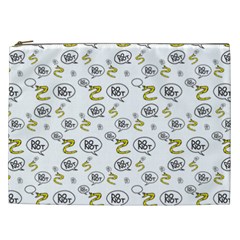 No Step On Snek Do Not Bubble Speech Pattern White Background Meme Cosmetic Bag (xxl) by snek