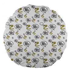 No Step On Snek Do Not Bubble Speech Pattern White Background Meme Large 18  Premium Round Cushion  by snek