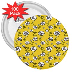 No Step On Snek Do Not Bubble Speech Pattern Yellow Background Meme 3  Button (100 Pack) by snek