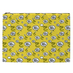 No Step On Snek Do Not Bubble Speech Pattern Yellow Background Meme Cosmetic Bag (xxl) by snek