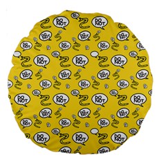 No Step On Snek Do Not Bubble Speech Pattern Yellow Background Meme Large 18  Premium Round Cushion 