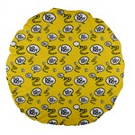 No Step On Snek DO NOT bubble speech Pattern yellow background Meme Large 18  Premium Round Cushion  Front