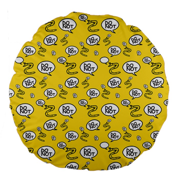 No Step On Snek DO NOT bubble speech Pattern yellow background Meme Large 18  Premium Round Cushion 