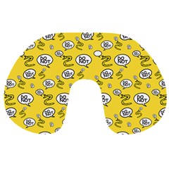 No Step On Snek Do Not Bubble Speech Pattern Yellow Background Meme Travel Neck Pillow by snek