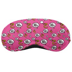 No Step On Snek Do Not Bubble Speech Pattern Pink Background Meme Sleeping Mask by snek