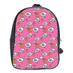 No Step On Snek Do Not Bubble Speech Pattern Pink Background Meme School Bag (large) by snek