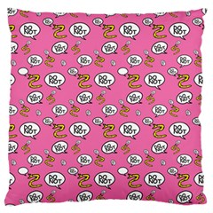 No Step On Snek Do Not Bubble Speech Pattern Pink Background Meme Large Flano Cushion Case (one Side) by snek