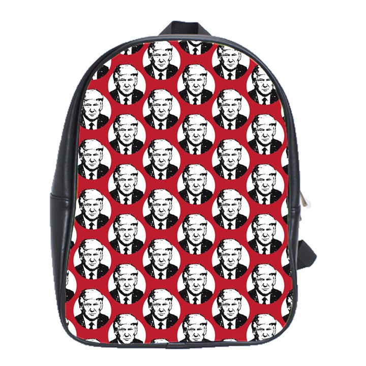 Trump Retro Face Pattern MAGA Red US Patriot School Bag (Large)