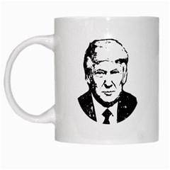 Trump Retro Face Pattern Maga Black And White Us Patriot White Mugs by snek