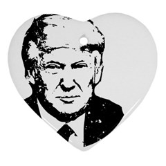 Trump Retro Face Pattern Maga Black And White Us Patriot Heart Ornament (two Sides) by snek