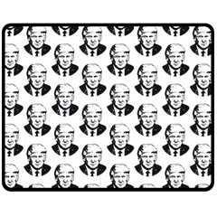 Trump Retro Face Pattern Maga Black And White Us Patriot Fleece Blanket (medium)  by snek