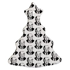 Trump Retro Face Pattern Maga Black And White Us Patriot Christmas Tree Ornament (two Sides) by snek