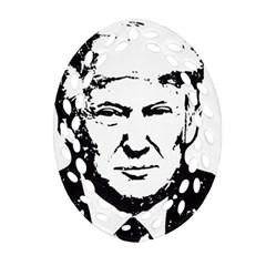 Trump Retro Face Pattern Maga Black And White Us Patriot Oval Filigree Ornament (two Sides) by snek