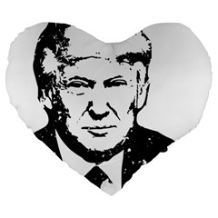 Trump Retro Face Pattern Maga Black And White Us Patriot Large 19  Premium Heart Shape Cushions by snek