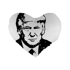 Trump Retro Face Pattern Maga Black And White Us Patriot Standard 16  Premium Flano Heart Shape Cushions by snek