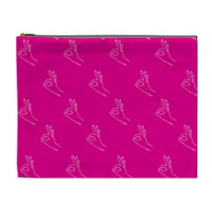 A-ok Perfect Handsign Maga Pro-trump Patriot On Pink Background Cosmetic Bag (xl) by snek