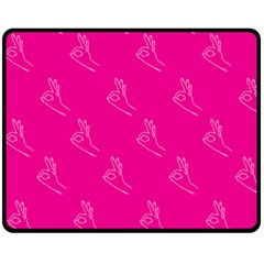 A-ok Perfect Handsign Maga Pro-trump Patriot On Pink Background Double Sided Fleece Blanket (medium) by snek